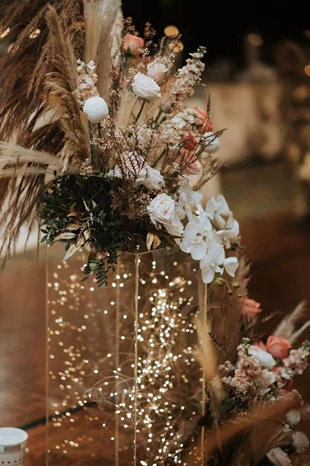 flower centerpiece of the wedding table
